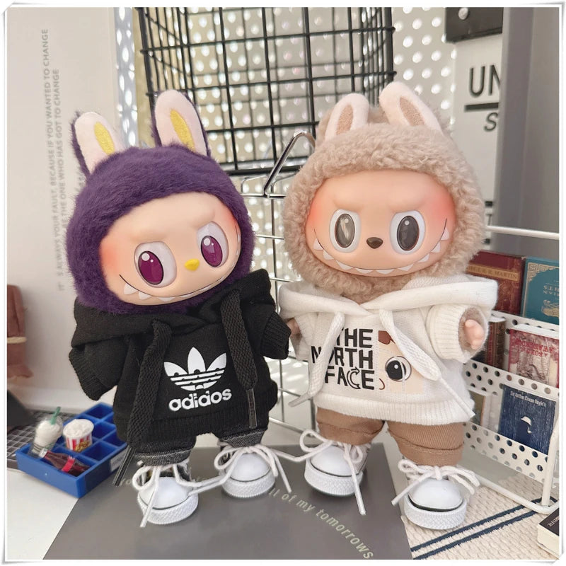 15/17cm Labubu Fashion Hoodie and Pants Set