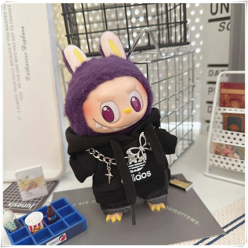 15/17cm Labubu Fashion Hoodie and Pants Set