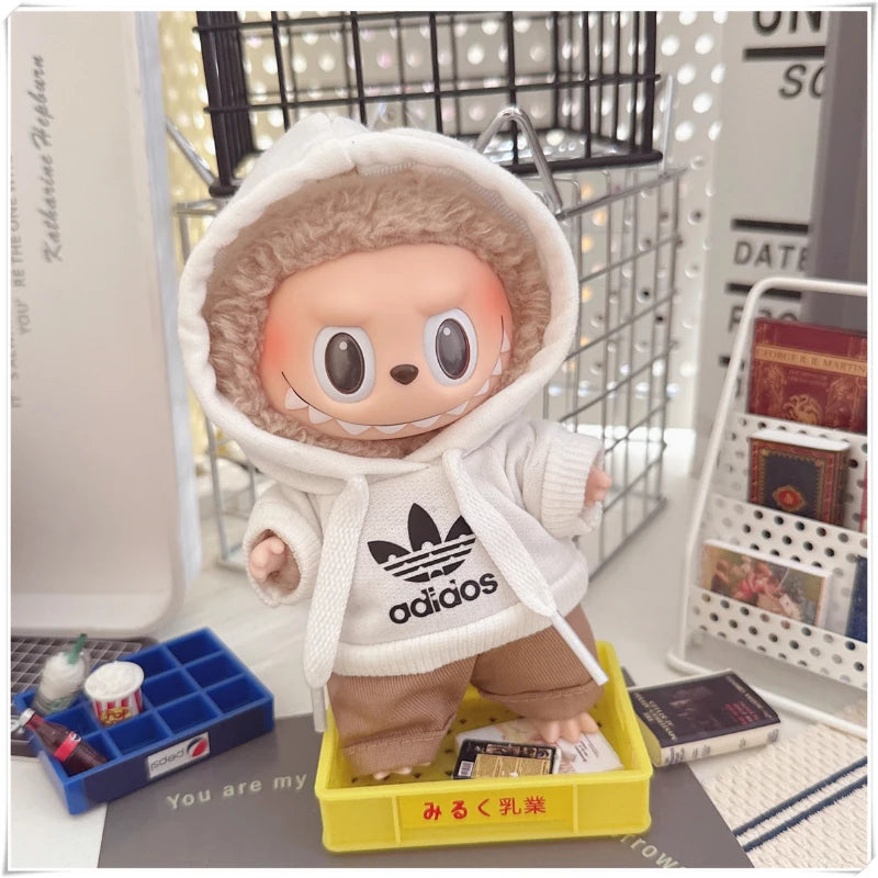 15/17cm Labubu Fashion Hoodie and Pants Set