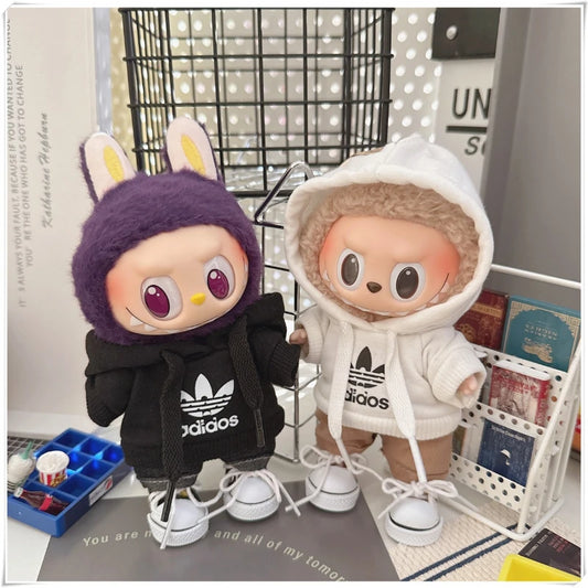 15/17cm Labubu Fashion Hoodie and Pants Set